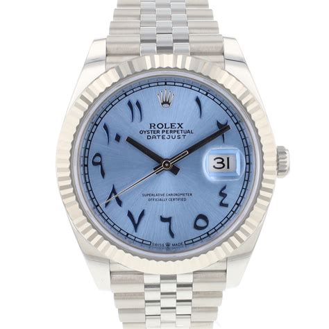 rolex datejust ice blue arabic dial|rolex datejust blue face diamonds.